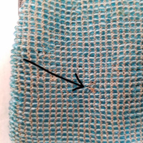 RARE Antique Vintage Victorian Purse Beaded Purse Micro Beads Aquamarine - Picture 5 of 5